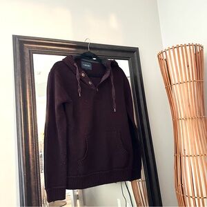 Men's Burgundy Kolby Knit Henley Sweater Hoodie